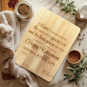 Retired Licensed Practical Nurse Gift, Custom Engraved Bamboo Wood Cutting Board, LPN Retirement, Colleague Leaving Gift