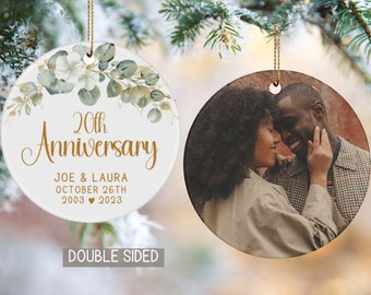 20th Anniversary, 20th Wedding Anniversary Gift, 20th Anniversary Ornament, Couples Ornament, Custom 2 Sided Christmas Ornament
