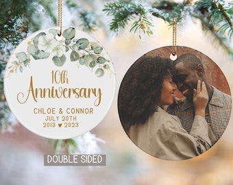 10 Year Anniversary, Aluminum Anniversary, Parents Anniversary Gift, 10th Anniversary, Anniversary Ornament, 2 Sided Ornament