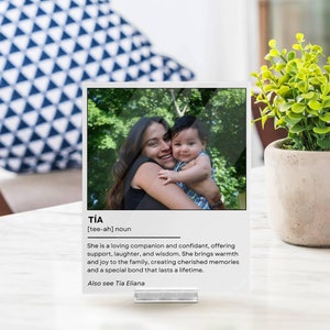 Custom Tia Gift, New Tia Gift, Promoted to Tia Baby Announcement Gift, Small and Large Acrylic Picture Sign with Stand, 5x7 and 8x10 Sign