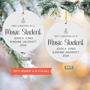 Music Major Gift, Music Student Gift, Musician Gift, Music Ornament, Custom Photo Ornament, Custom Personalized Keepsake Christmas Ornament