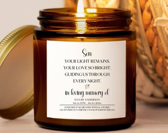 Sympathy Gift Loss of Son, Personalized Memorial Candle, Memory Gifts for Loss of Baby Boy, Condolence Remembrance Gift, Loss of Child