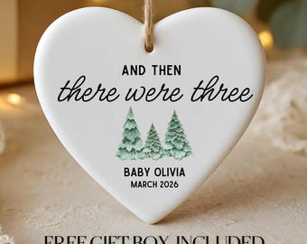 Expecting Parents Ornament, Family of Three, Baby Pregnancy Announcement, Pregnancy Reveal, Ceramic Keepsake Ornament