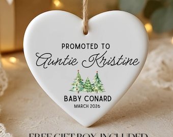 Pregnancy Announcement Christmas Ornament, New Auntie Gift from Baby, New Baby Announcement, Ceramic Keepsake Ornament