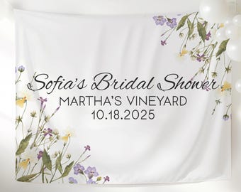 Personalized Wildflower Bridal Shower Banner, Custom Wedding Shower Banner, Bride to Be Photo Backdrop, Spring and Summer Theme