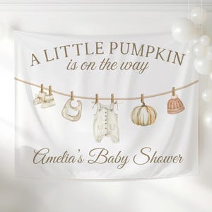 A Little Pumpkin is on the Way, Custom Gender Neutral Baby Shower Banner Decor, Fall Pumpkin Baby Shower, Personalized Fabric Photo Backdrop