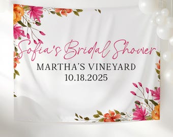 Personalized Floral Bridal Shower Banner, Custom Wedding Shower Banner, Bride to Be Photo Backdrop, Spring and Summer Theme