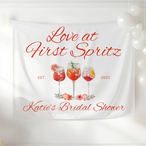 Personalized Love at First Spritz Bridal Shower Banner, Custom Aperol Italian Cocktail Theme Wedding Shower Banner, Bride to Be Backdrop