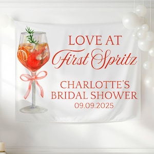 Personalized Love at First Spritz Bridal Shower Banner, Custom Aperol Italian Cocktail Theme Wedding Shower Banner, Bride to Be Backdrop