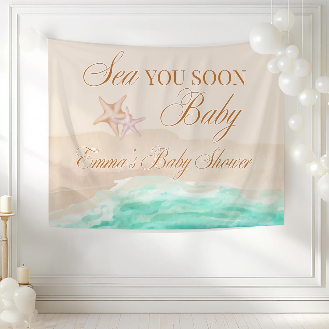 Sea You Soon Baby Shower Banner, Custom Wall Tapestry - Etsy
