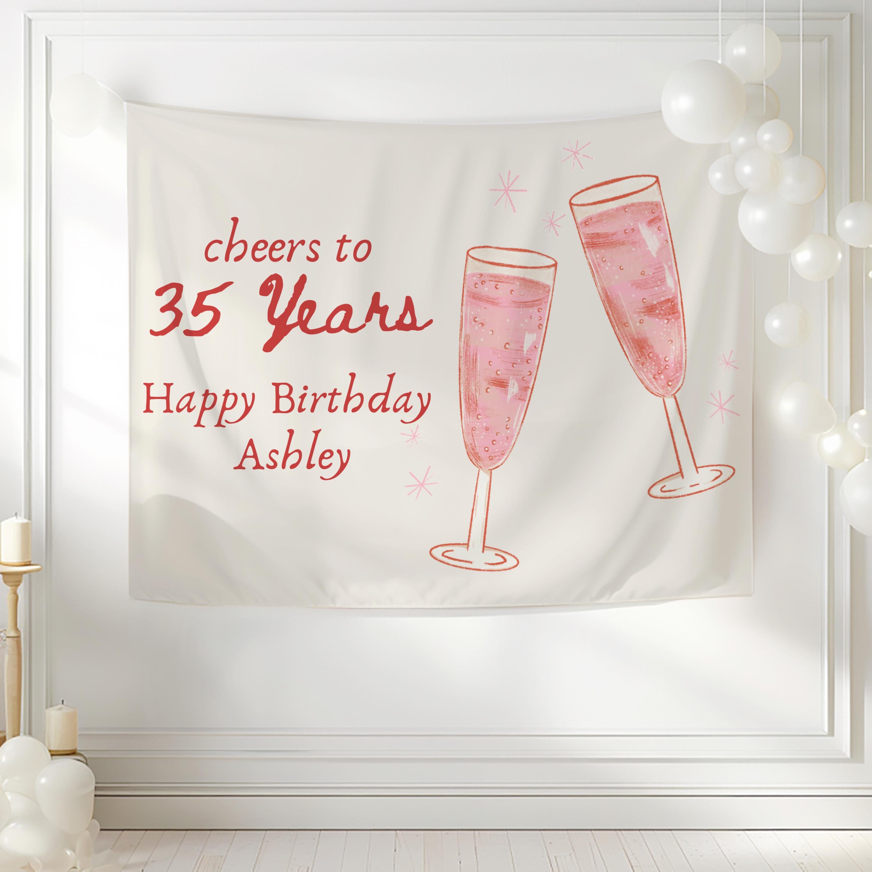 35th Birthday Banner Decorations, Cheers to 35 Years, Custom Wall ...