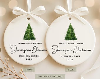 Personalized Journeyman Electrician Photo Ornament, Custom Electrician Christmas Gift, Skilled Trades Keepsake, Electrician Graduation Gift