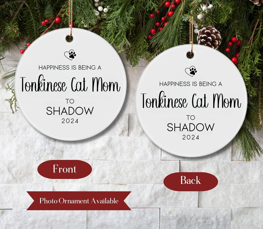 Personalized Tonkinese Cat Mom Ornament Gift, Custom Pet Photo Ornament