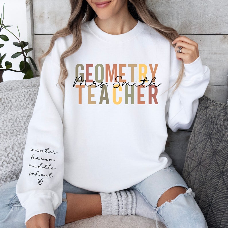 Personalized Geometry Teacher Sweatshirt, Geometry Teacher Sweater Gift ...