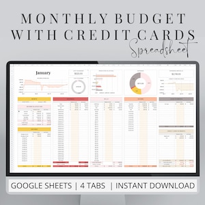 Kreditkarten Monatsbudget Tabelle Vorlage für Google Sheets, Budget, Monatliche Budget Vorlage, zweiwöchentlich, Wochenbudget Planer