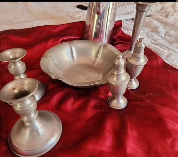 Set of Pewter Dinnerware Etsy