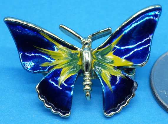 Two Beautiful Butterfly Pins Brooches Gold tone w… - image 1