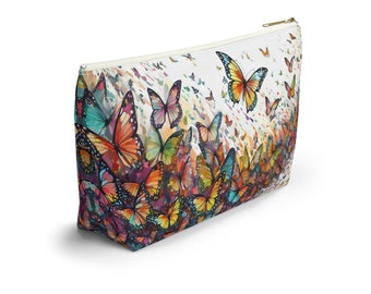 Mesmerizing Swarm of Butterflies Accessory Makeup Pouch w T-bottom Makeup Travel Bag Choose Small or Large