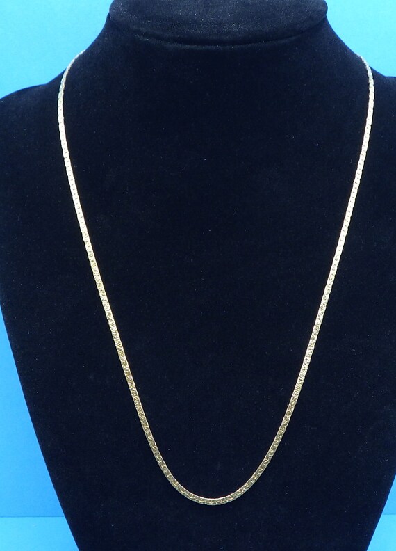 MONET Gold Tone Textured Herringbone Necklace 19 … - image 1