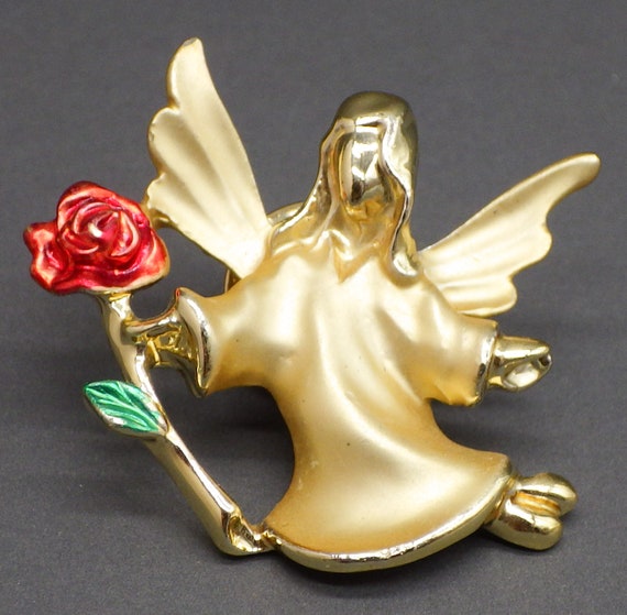 Vintage Giusti Gigio Guardian Angel Pin Goldtone … - image 1