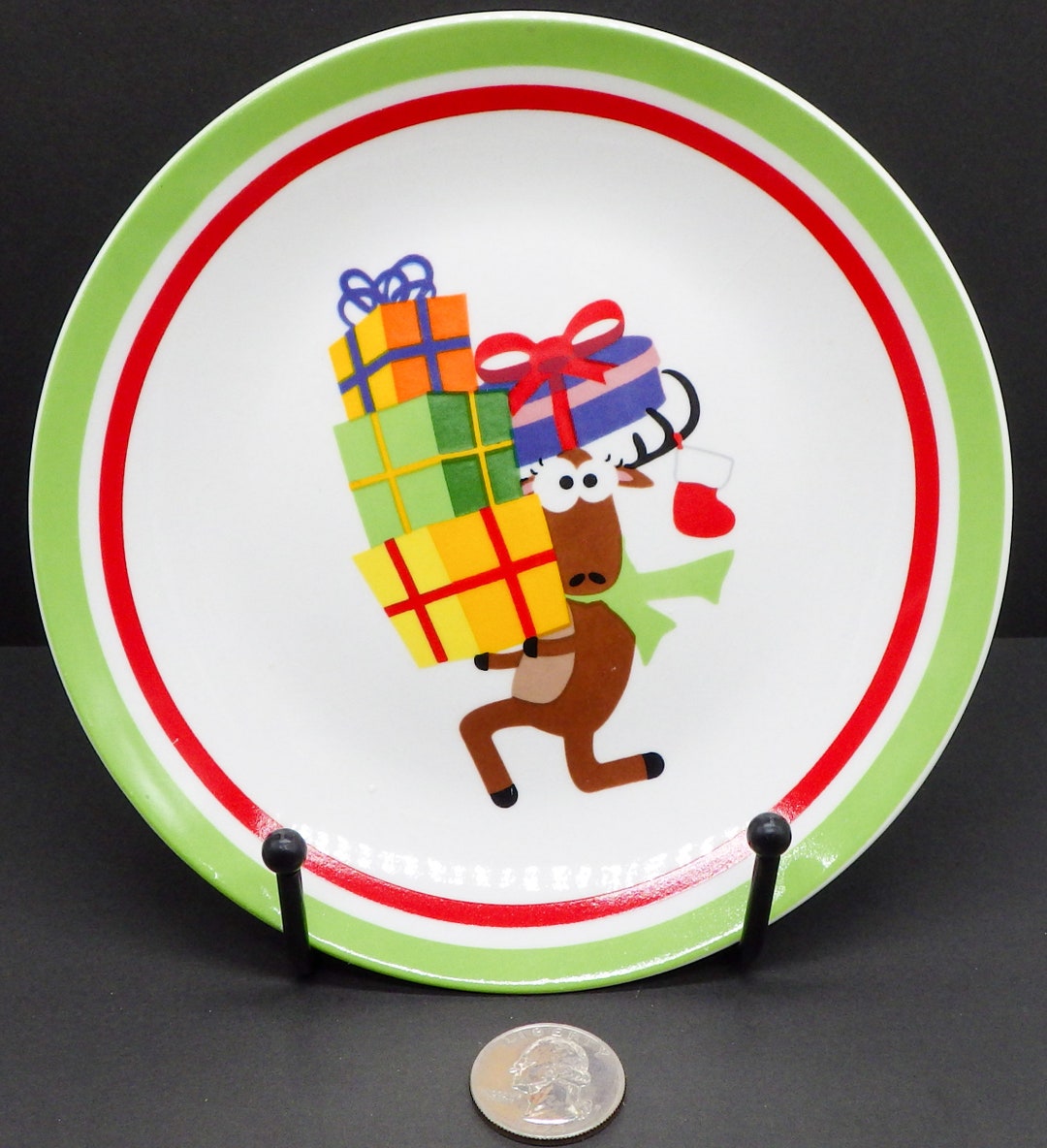 Reindeer Dessert Plates 4 Cute Christmas Reindeer Plates 6 Etsy