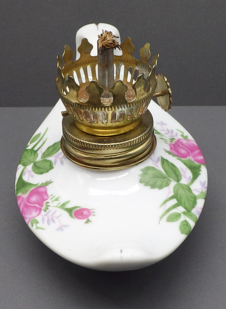 Vintage Mini Porcelain Genie Lamp Oil Kerosene Lamp Base With Pink