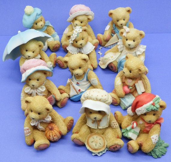 Vintage 12 Monthly Cherished Teddies 1993 All 12 Months of Cherished Teddies Figurines by Priscilla Hillman and ENESCO Etsy