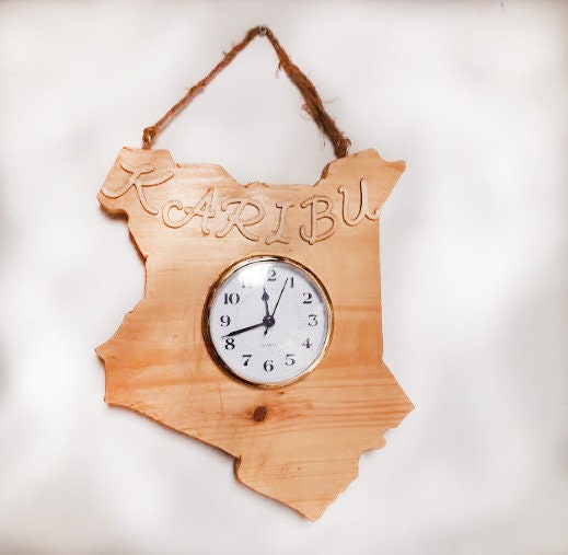 Karibu Kenyan Natural Wood Wall Clock Etsy