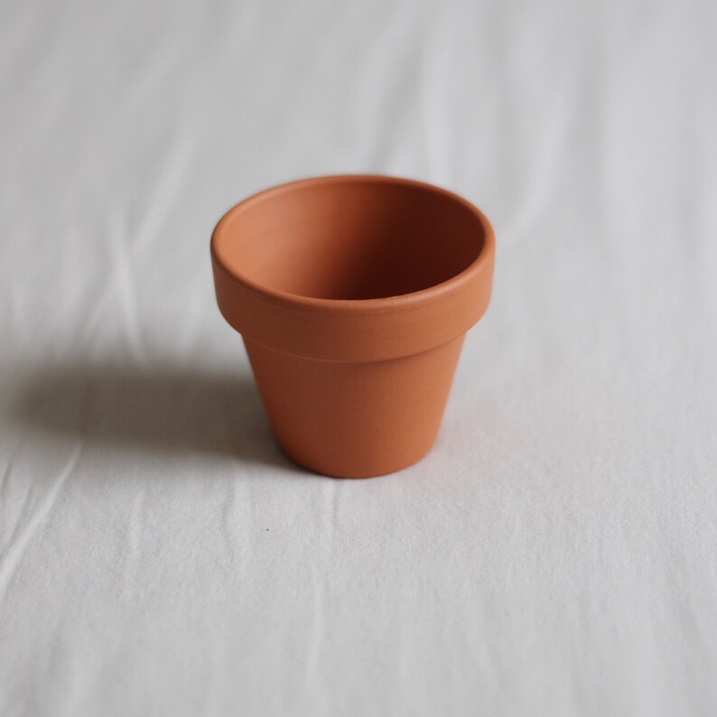 Mini Terracotta Pot for Baby Plants with drainage hole, indoor terracotta planter, Gift for Plantlover image 2