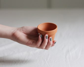 Mini Terracotta Pot for Baby Plants with drainage hole, indoor terracotta planter, Gift for Plantlover