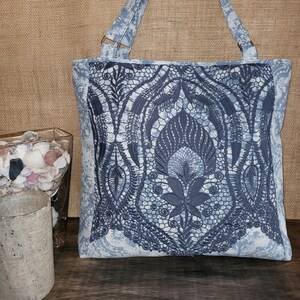 Slate Blue Lace Tote
