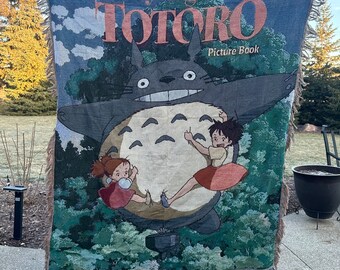 Totoro Studio Ghibli handgefertigte gewebte Gobelin Decke - 100% Baumwolle Anime werfen