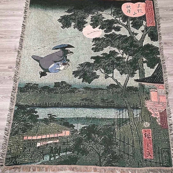 Studio ghibli Totoro anime handmade woven tapestry blanket - 100% cotton anime throw