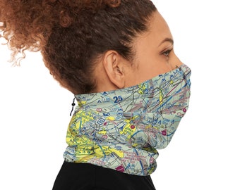 Custom Pilot Face Mask/Neck Gaiter - VFR Aviation Chart Sectional