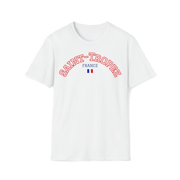 Saint Tropez France 100% cotton white t-shirt European city travel gift souvenir