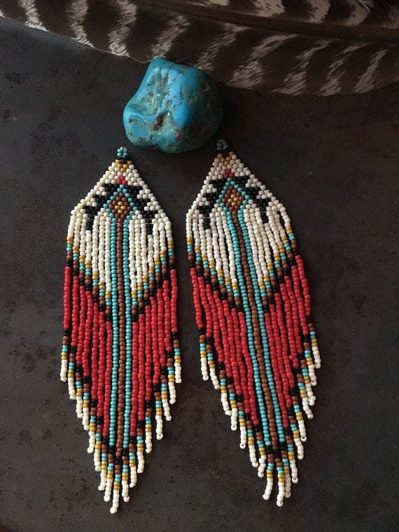 Beadwork Earrings Multi Colours Earrings Beaded Earrings - Etsy