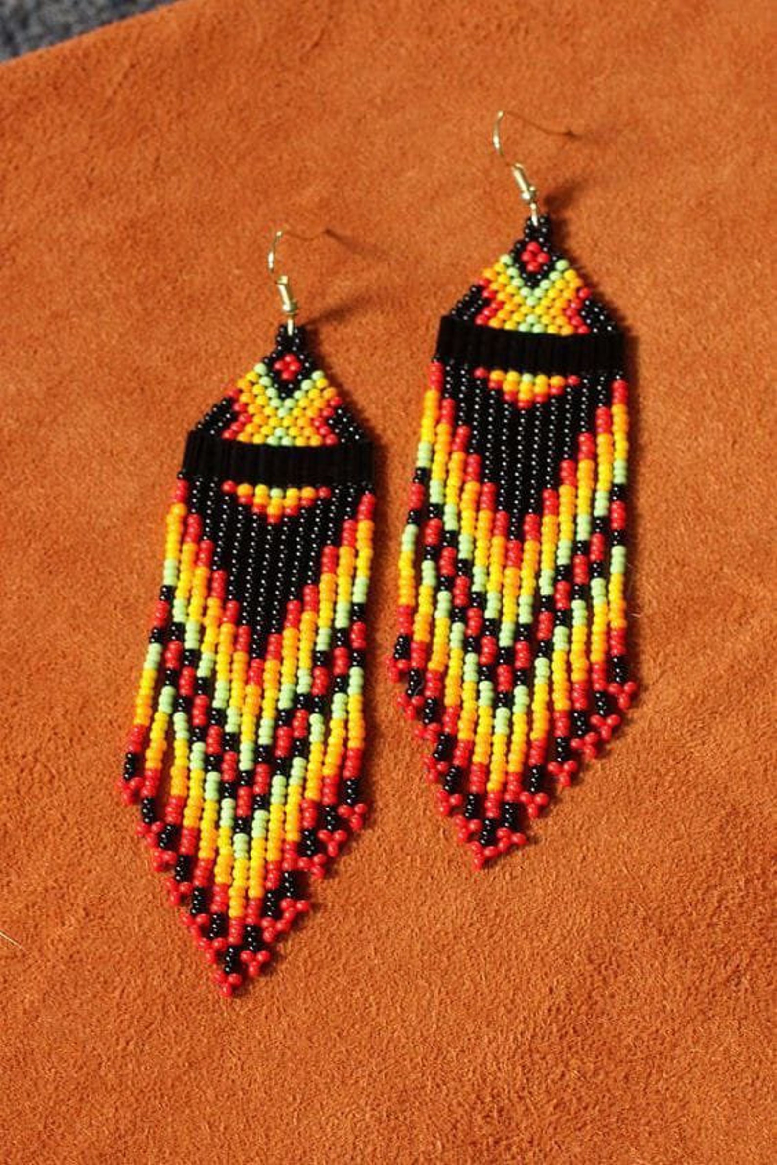 Beadwork Earrings, Multi Colours Earrings Beaded Earrings Ethnic