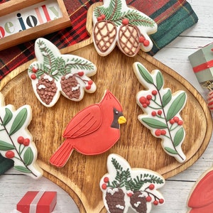 Christmas Cookie Cutters, Winter Time Cookie Cutters, Set of 3 Cookie Cutters, Cardinal, Holly and Pinecones