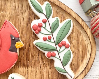 Christmas Cookie Cutters, Winter Cookie Cutters, Holly Plant Cookie Cutter