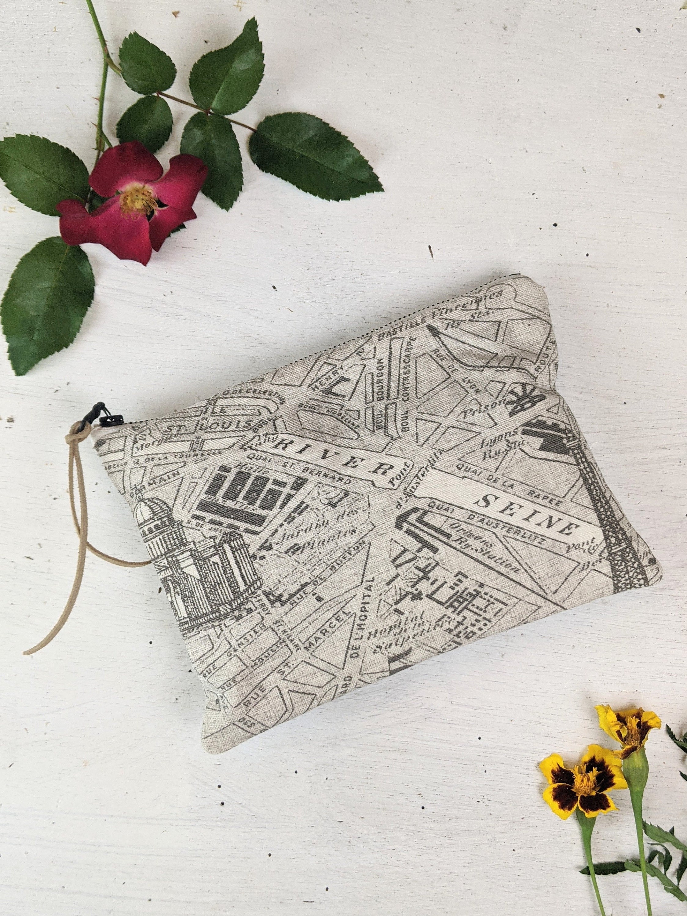 Paris Map Purse Handmade Beige Bag Brown Map Print & Black Suede Strap FINAL SALE - Etsy