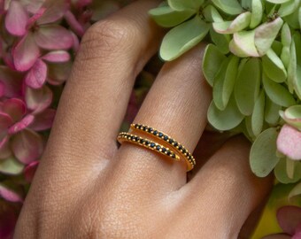 Wickelring Serpentin - Eleganter Ring mit Pave Edelsteinen, 18 kt Gold plattiert, verstellbare Passform, Damen