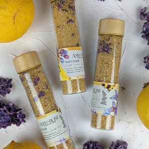 Nectar Bath Soak Vial Sea Salt lilac lemon honey handmade in usa natural