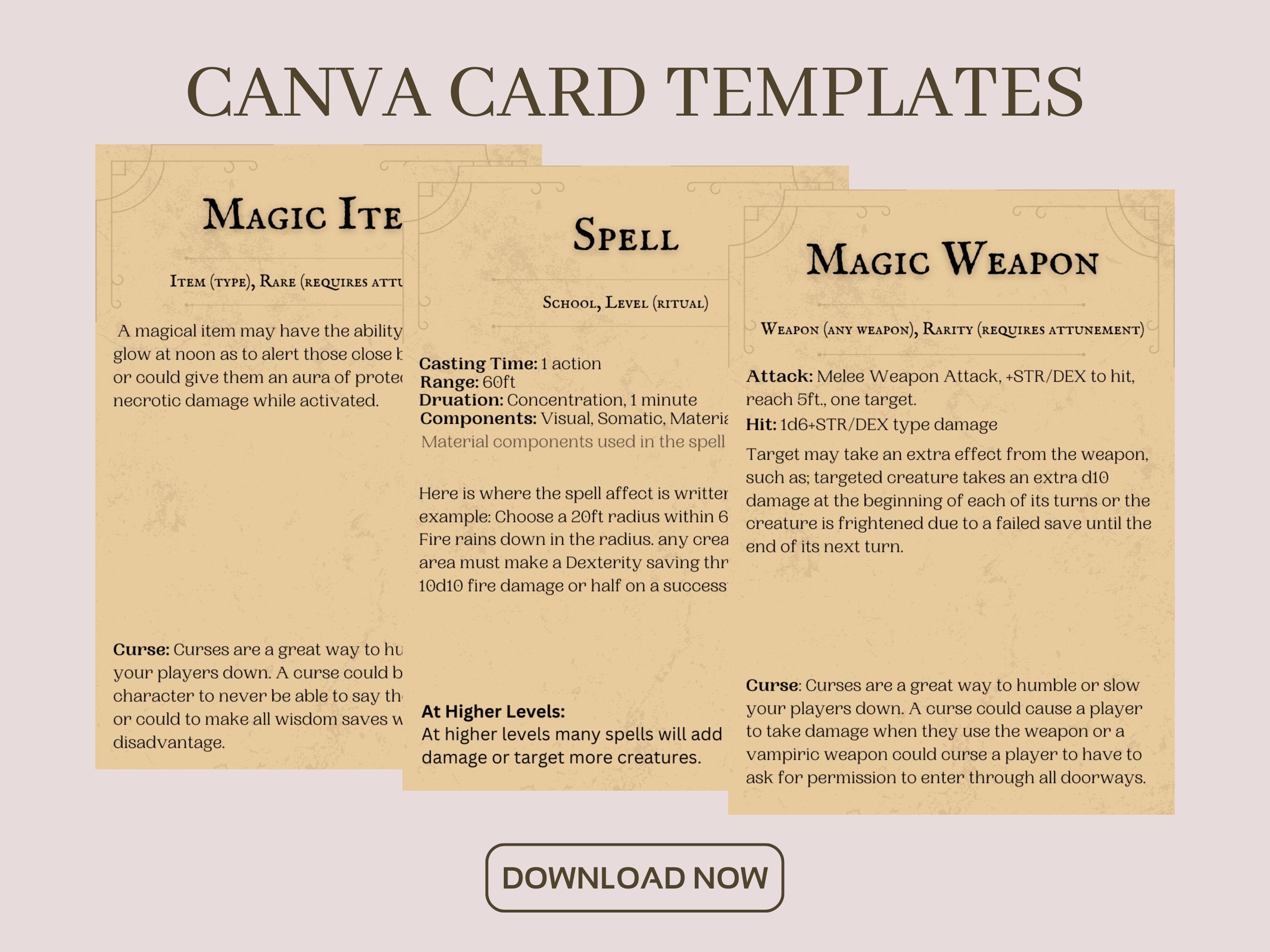Magic Item Template - Etsy