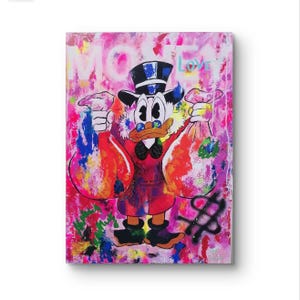 Love Money Scrooge McDuck and Money Pop art Unique original modern painting Handmade with Acrylic colors Furnishing art Gift ideas
