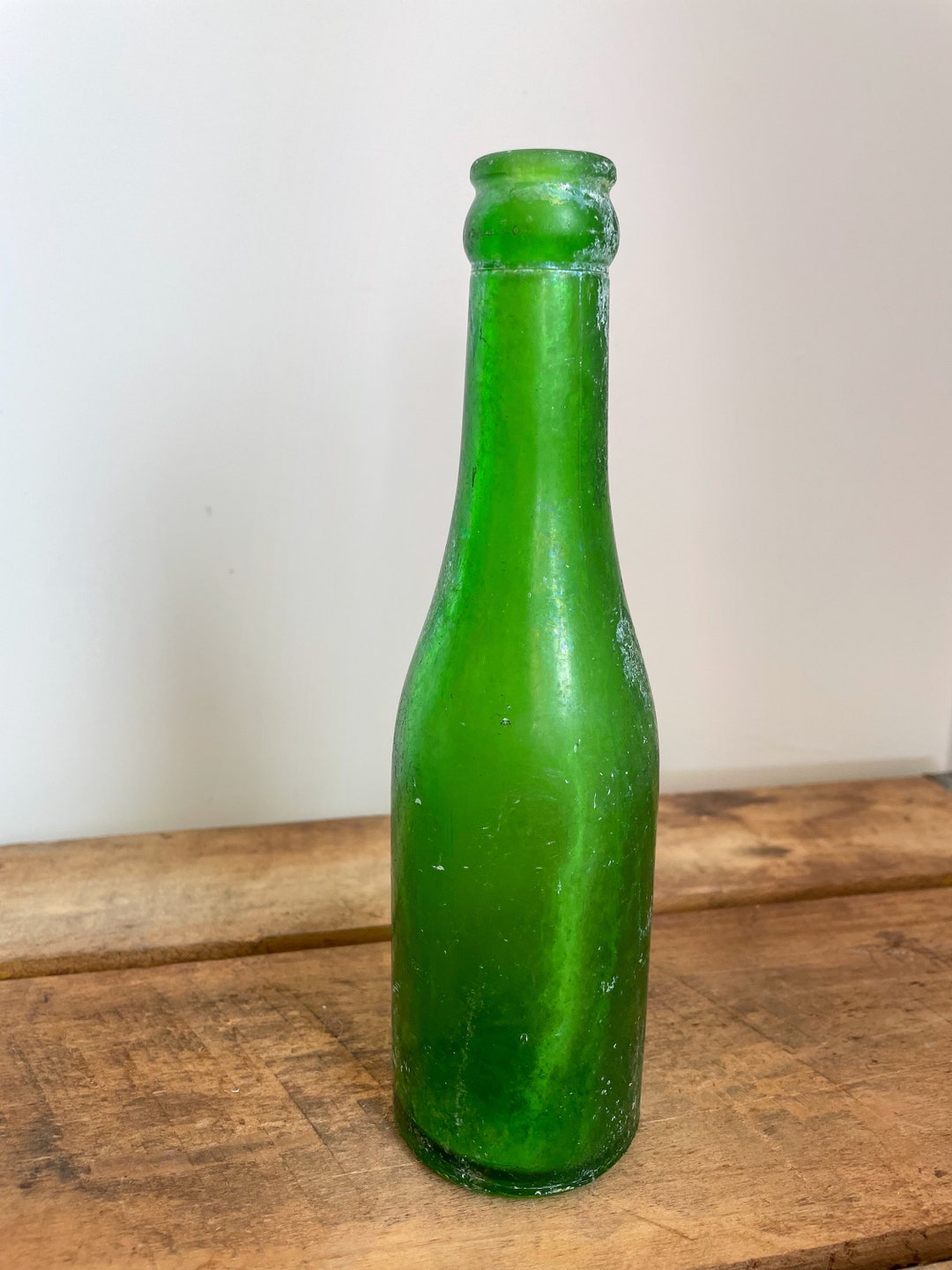 Vintage Green Glass Bottle – Rustic Farmhouse Decor, Antique Style ...