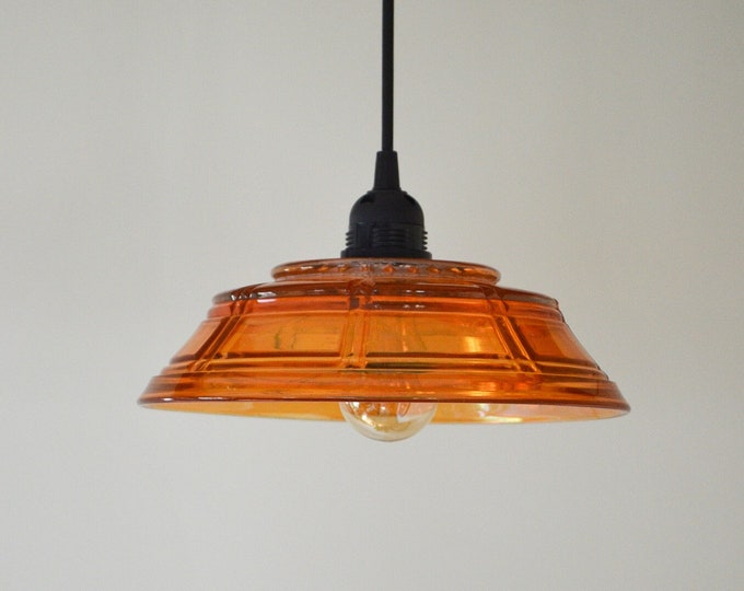 Vintage Pendant Light, Carnival Glass Pendant Light, Unique Pendant