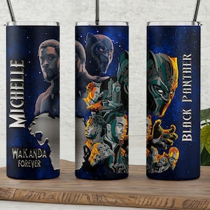 Personalized Black Panther Tumbler: Custom Name 20 OZ Travel Cup