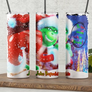 Vaso navideño personalizado del Grinch: un caprichoso regalo para el calcetín navideño
