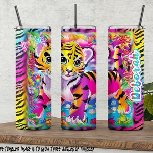 Lisa Frank Tiger Print Personalized Tumbler - Vibrant Drinkware for Tiger Lovers - 80 & 90s