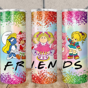 Amigos de los 80, temática de los 80, vaso de sublimación de 20 oz con pajita